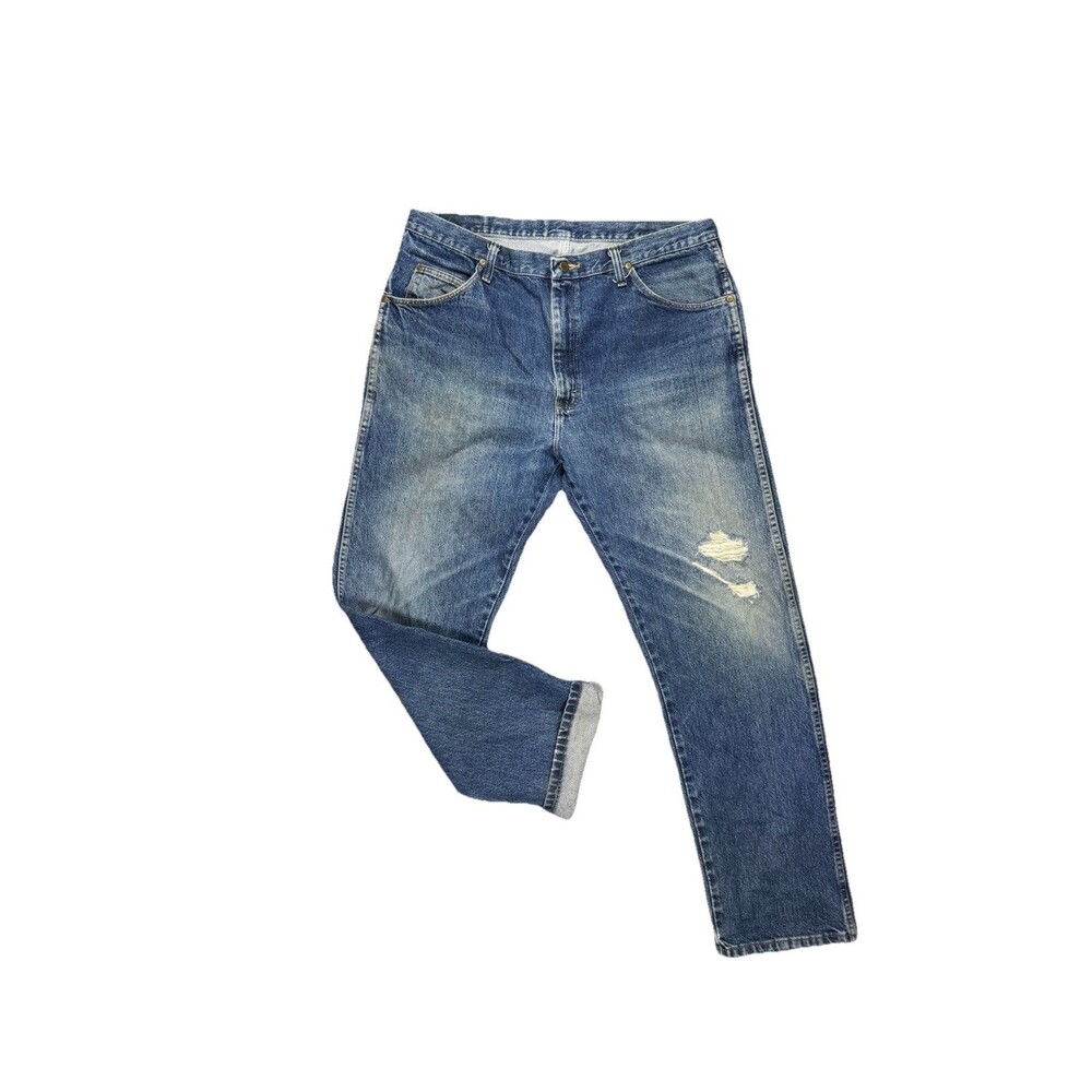 VTG Wrangler Jeans 36x32 Distressed Patina Faded Whiskered Grunge Workwear Denim